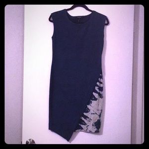 👗Denim Tie-dye Asymmetrical Pencil Dress